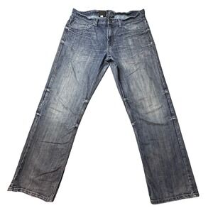Vintage Helix Jeans Mens 34x32 Blue Loose Straight Leg Medium Wash Frayed Y2K